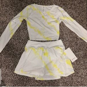 lululemon athletica White and Yellow Long Sleeve Bodysuit with Skirt